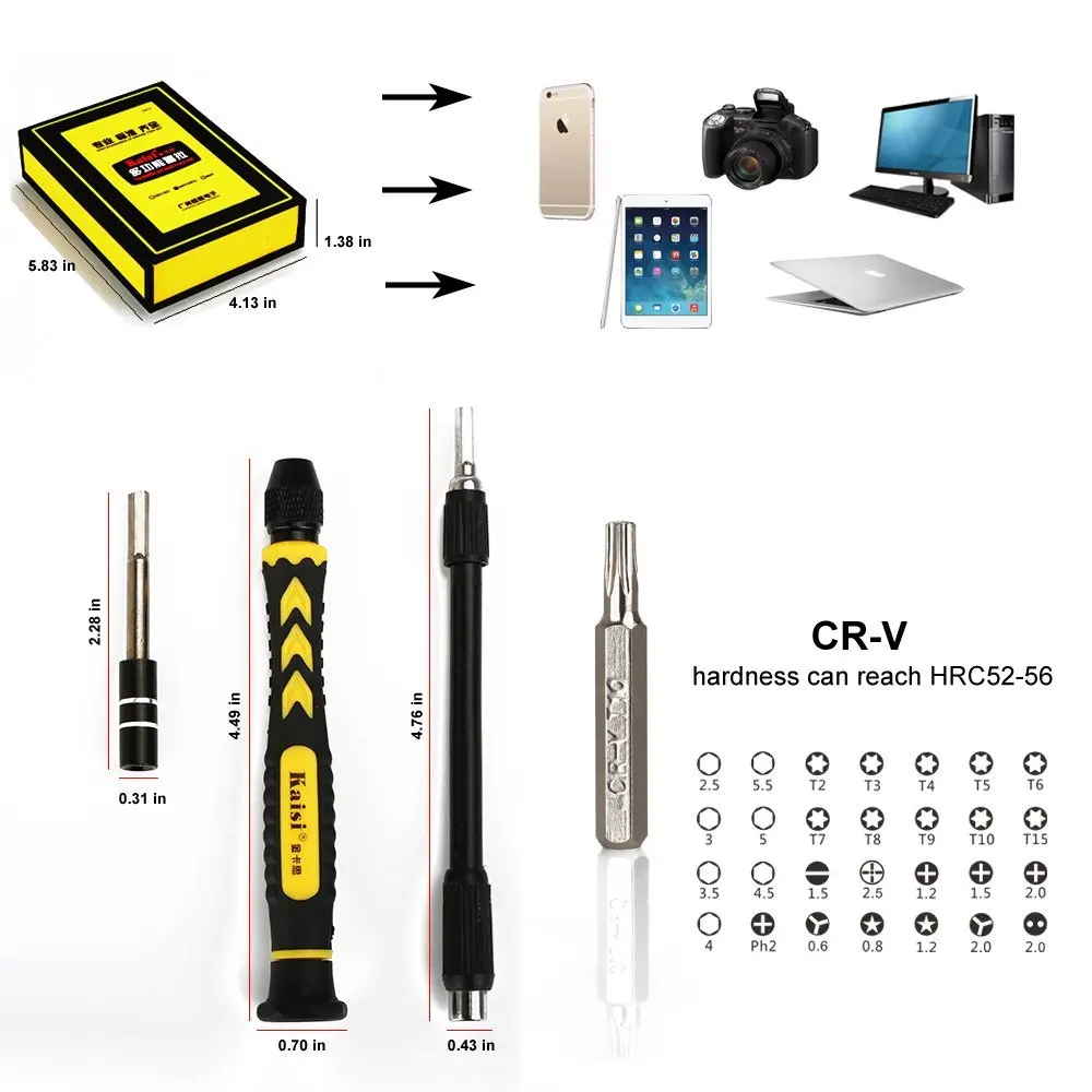 Kaisi 38 в 1 отвертка набор многоцелевой телефон Открытие Ремонт инструмент для ПК, ноутбук, мобильный телефон Инструменты Наборы
