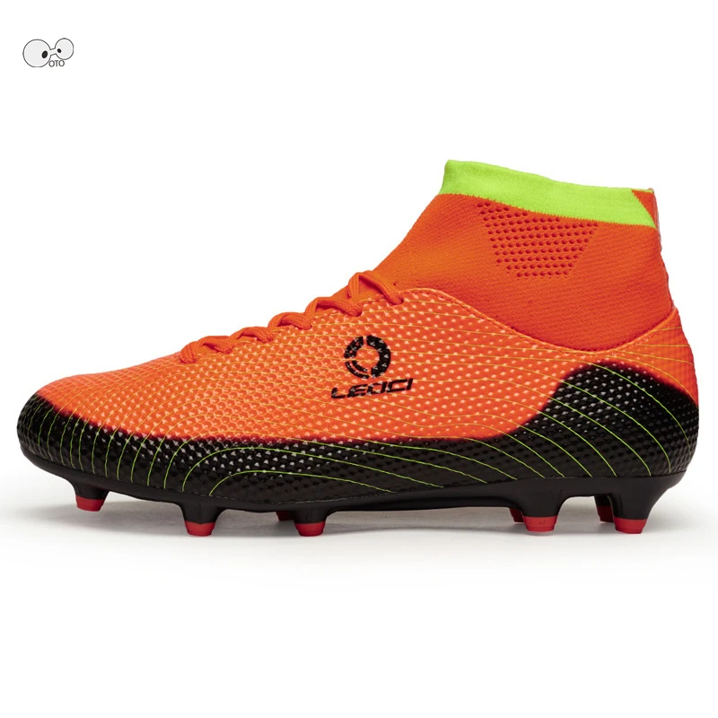 

33-36 Kids High Ankle AG Soccer Boots High Top Child Outdoor Lawn Football Shoes Long Spikes FG Futsal Cleats Training Sneakers