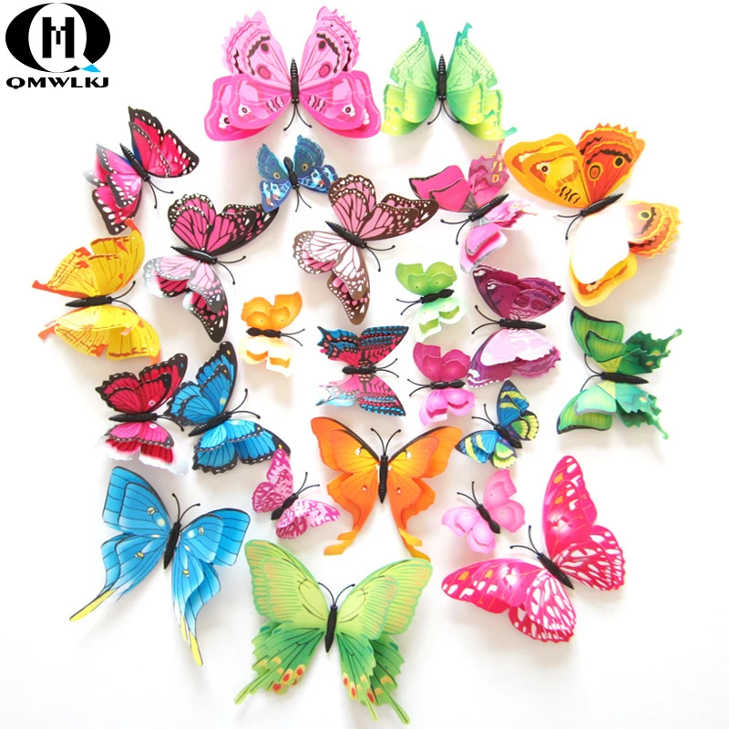 

12-pack simulation butterfly color double-layer 3D stereo stickers Colorful and vivid appearance vivid and interesting