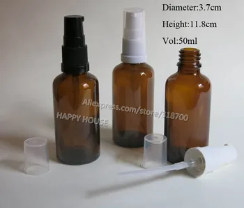 

360 x 50ml Amber Brown Glass Lotion Pump Bottle,50cc Glass Essential Oil Bottle With Pump.