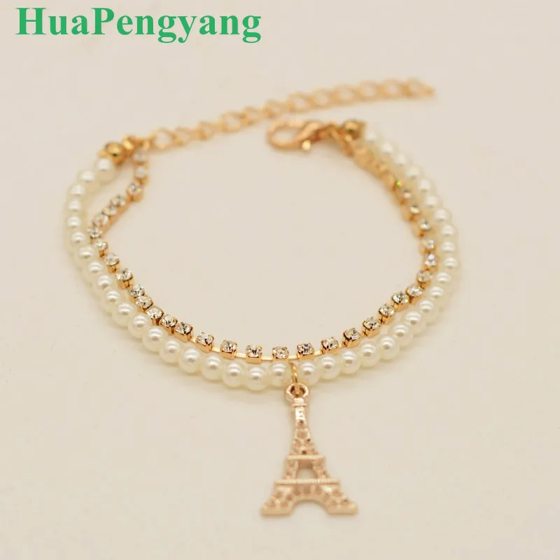 

Korean Version Of The Explosion, Small Jewelry, Imitation Pearl Iron Tower, Multi Layer Bracelet, Female Bracelet Wholesale