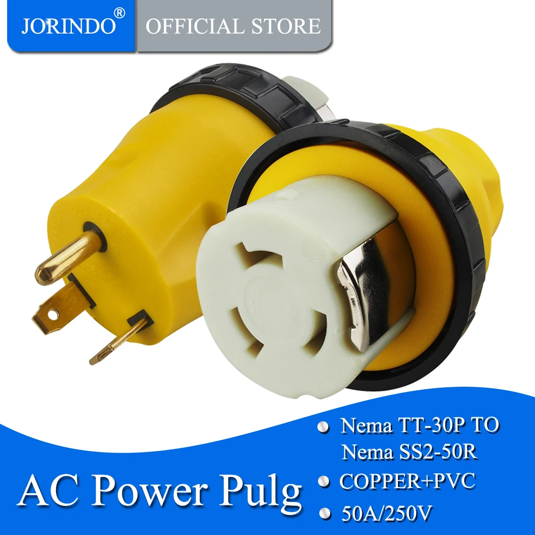 Jorinдо NEMA TT 30P SS2 50R 3 Prong 30Amp TO 50Amp RV Adapter 50 Amp to 30 Twist Lock Adapter|Удлинители электрические| |