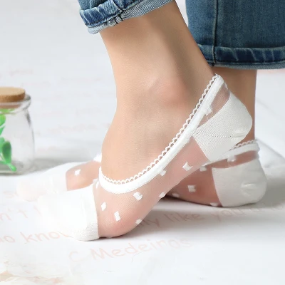 2 пары/партия PWoman весна/лето Harajuku на шнуровке; квадратный тапочки, закрывающие носок женские тонкие прозрачные шелковые носки Bas - Цвет: white