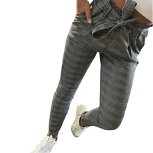 Lattice Print High Waist Harem Pants Women Elastic Waist Trousers Casual Pants Lattice Print High Waist Harem Pants Women Elastic Waist Trousers Casual Pants