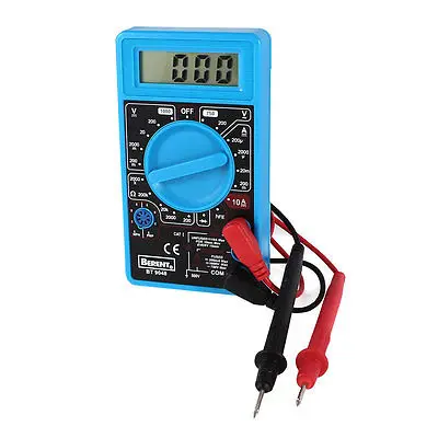 

Digital LCD AC DC Voltage Rectangle Testing Multimeter Blue w Test Leads