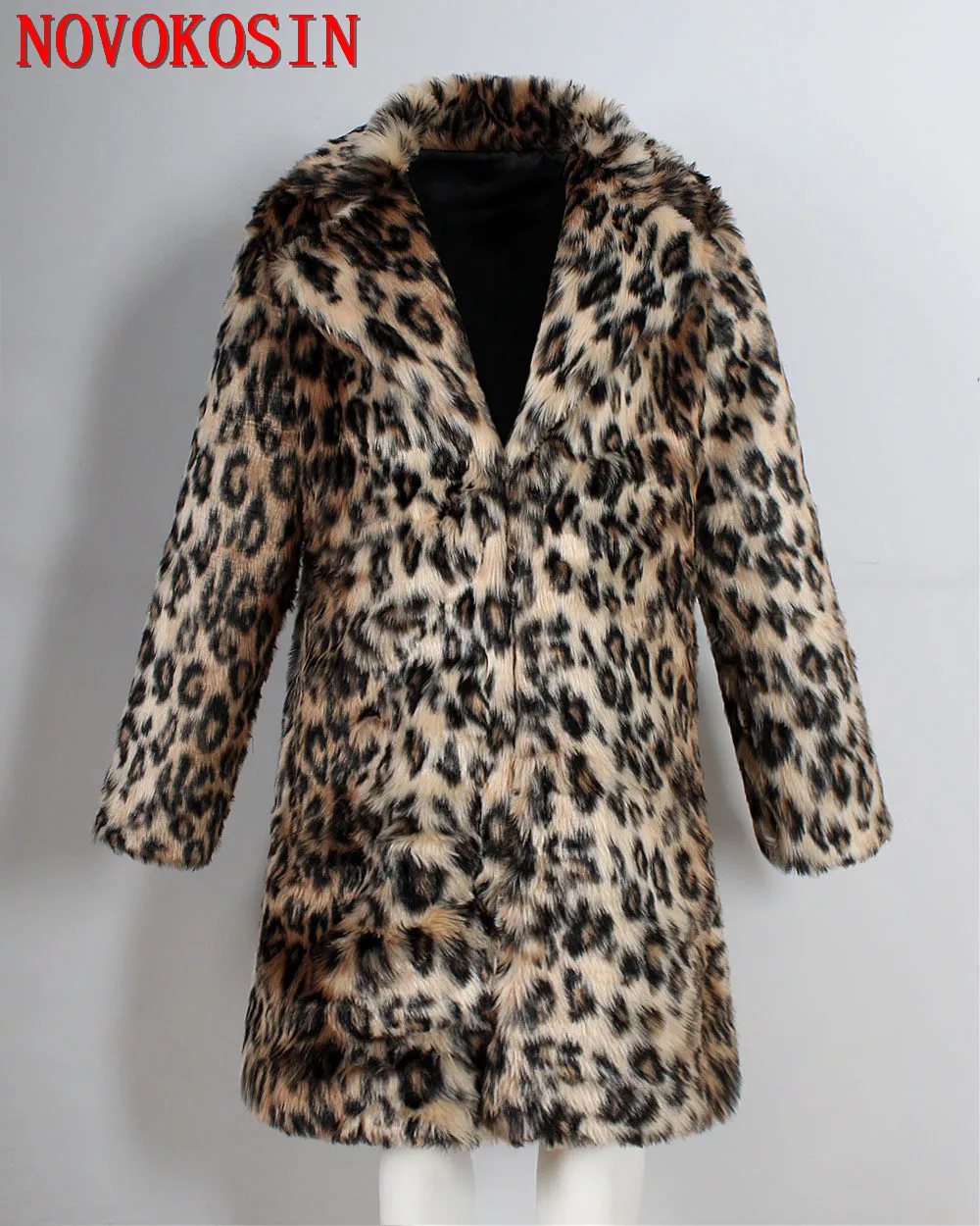 Men Faux Rabbit Fur Suit Neck Cardigan Thicken Long Fur Trench Winter Plus Size