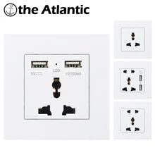 Универсальная Розетка с 2.1A USB розетка настенная Электророзетка 2 порта USB зарядное устройство адаптер ПК пластиковая панель