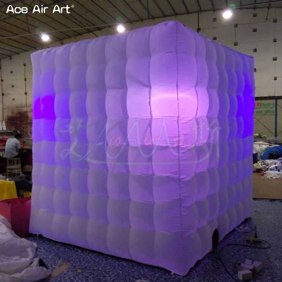 2,4 м led кубический шатер надувной фото стенд реквизит с красочными лампочками, дверь для окна входа для камеры машина для Чили
