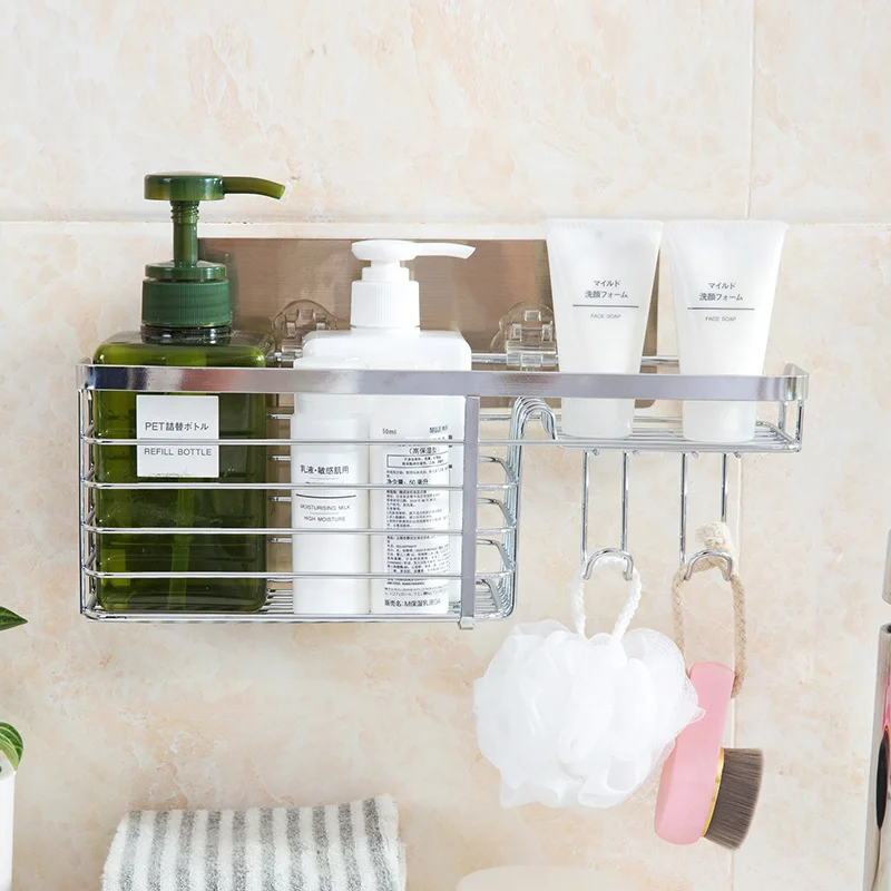 

Free Punch Bathroom Shelf Stainless Steel Trimming Wall Hanging Kitchen Wall Quilts Shelf Storage Rack Bathroom Accessories
