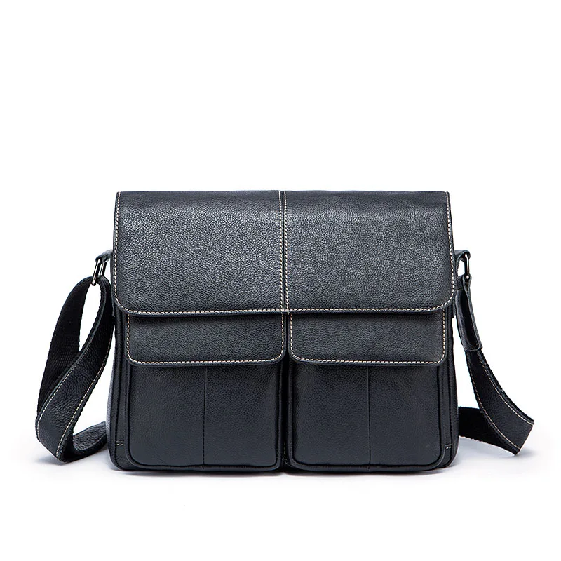 

Genuine Leather Men Messenger Bags Men Shoulder Men's Bags Ipad Flap Small Male Vintage Zipper Crossbody Handbag Single Handbag