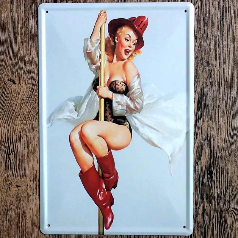 Pin Up Girl Оловянная металлическая табличка, металлическая винтажная настенная табличка для паба, кафе, магазина, домашний художественный декор, железный плакат, Куадрос, DU-1186 - Цвет: 8560