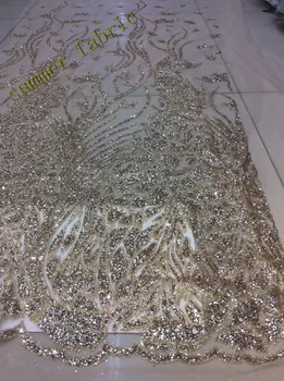 

Modern Design S181158 glitter in Gold Tulle Lace French Lace Fabric for Wedding Dress