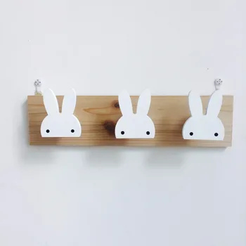 

1PC Nordic Europe Wind Rabbit Hook Wood Clothes Hooks On Wall Decorate Kids Children Room ECO Friendly Hanger Hooks MH 010