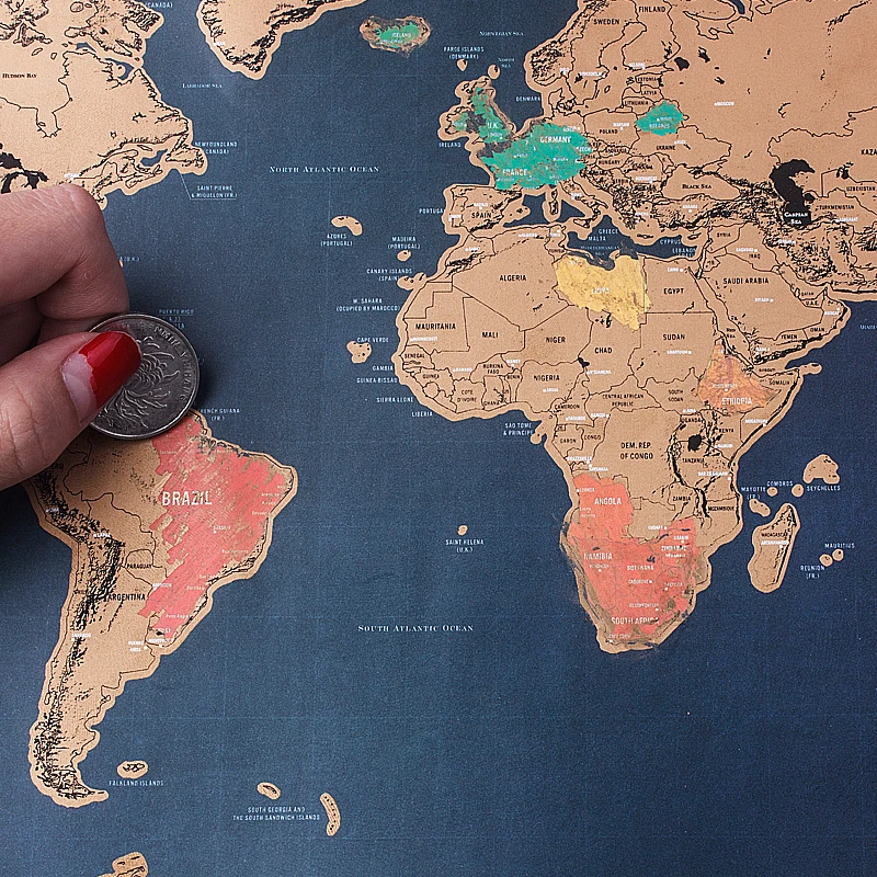 PROMOTION!Free Shipping 1Piece Deluxe Scratch Map Personalized World Scratch Map Mini Scratch Off Coating Poster mapa mundi