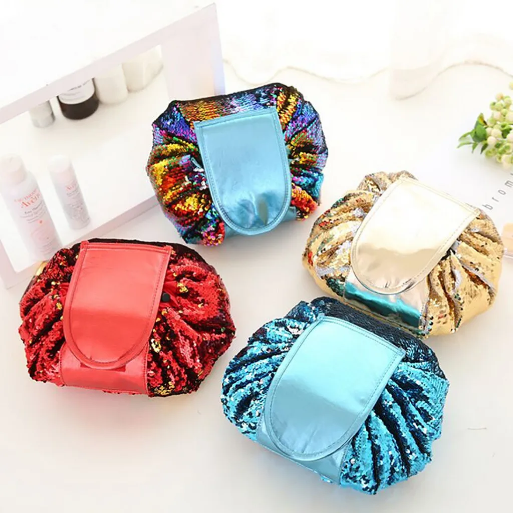 Portable Makeup Organizer Sequins Storage Bags Beauty Drawstring Pouch