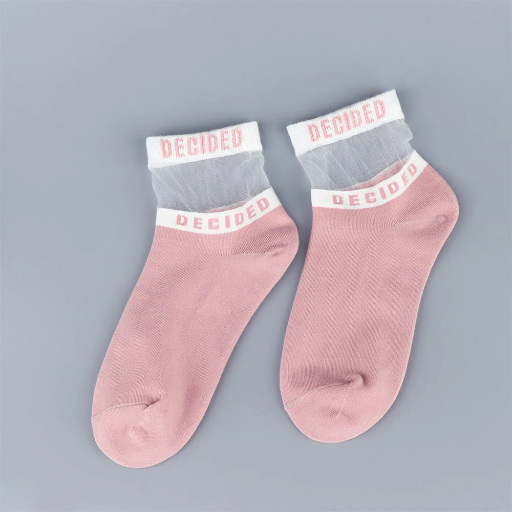 5 пар/уп. женские хлопковые шелковые короткие носки, модные яркие цветные кружевные повседневные Дышащие носки с буквами