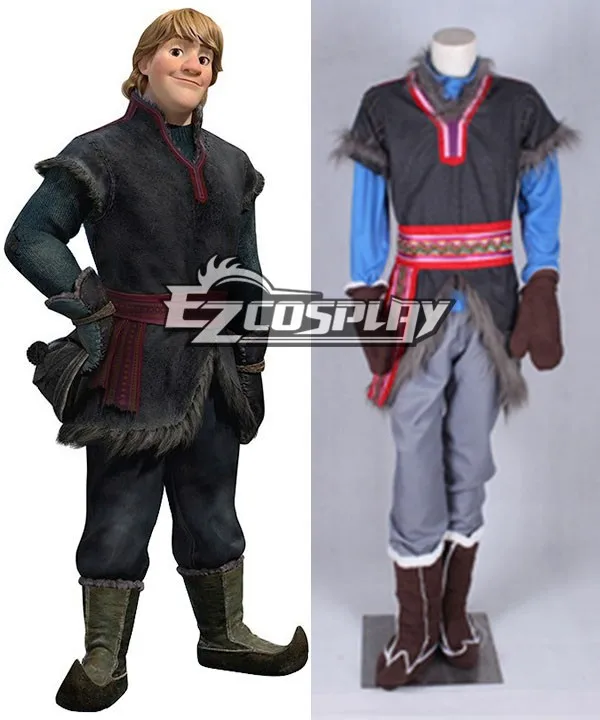 

Snow Queen Kristoff Movie Grey Outfit Full Set Cosplay Costume E001