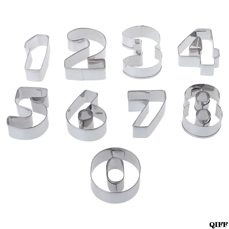 

Drop Ship 9Pcs Stainless Steel Numbers Cookie Stencil Biscuit Cutter Tool Set Baking Mode
