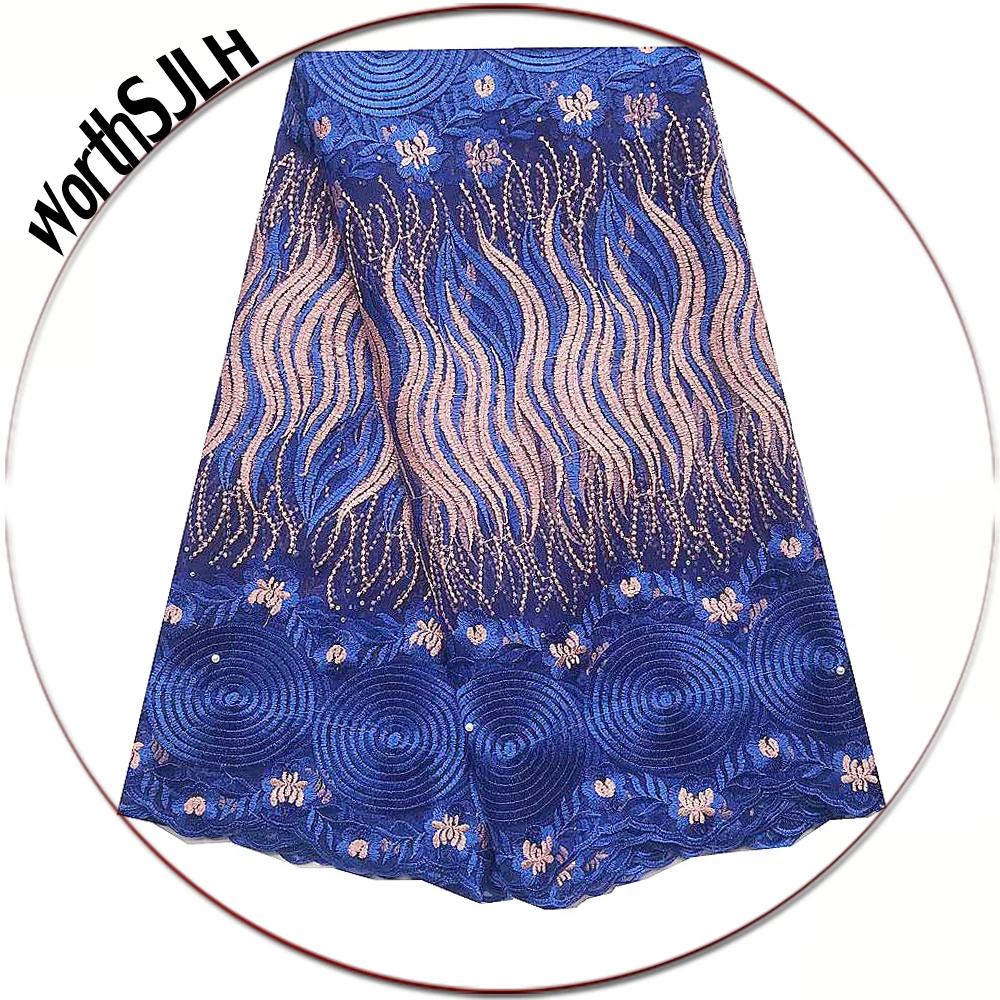 

Chantilly Tulle French Lace Fabric High Qaulity Cord Lace Fabric Royal Blue Red Nigerian Latest Lace Fabric 2019 For Dresses