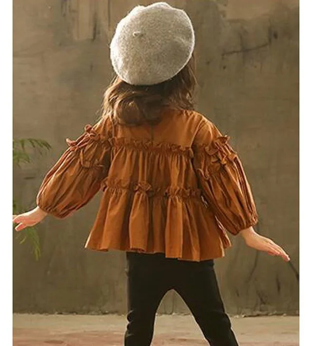 США для маленьких девочек плиссированная Футболка Блузка+ обтягивающие леггинсы комплект детская одежда Sz От 1 до 6 лет