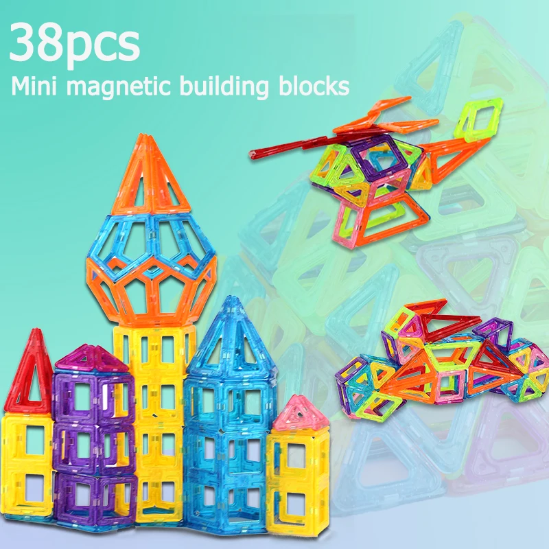 38 шт. Мини магнитные блоки Магнитный конструктор Модель магнитные блоки образовательные строительные 3D игрушки для детей