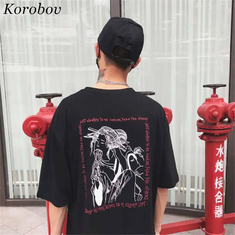 Korobov/футболка унисекс коллекция 2018 года Летние Японские футболки с коротким