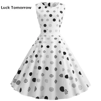 

Summer Women Dresses 2019 Casual Dot Retro Vintage 50s 60s Robe Rockabilly Swing Pinup Vestidos Party Dress Casual Plus Size