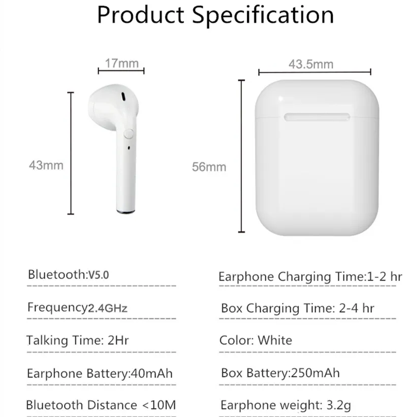 Миниатюрные беспроводные Bluetooth наушники i9s TWS стереонаушники вкладыши гарнитура