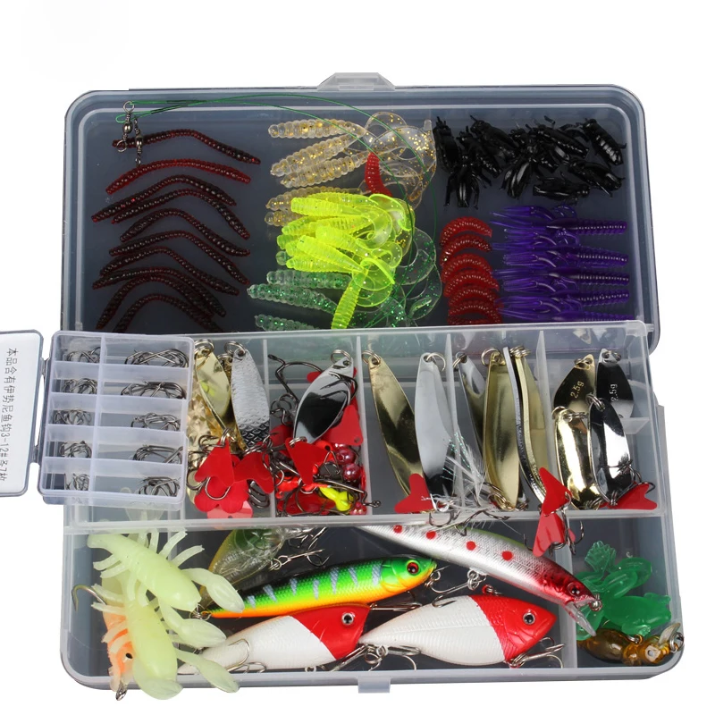 Fishing Lure Set 162pcs/lot 3g 7g Minnow/Popper Spinner Spoon Metal Lure Crank Bait Fishing Lure
