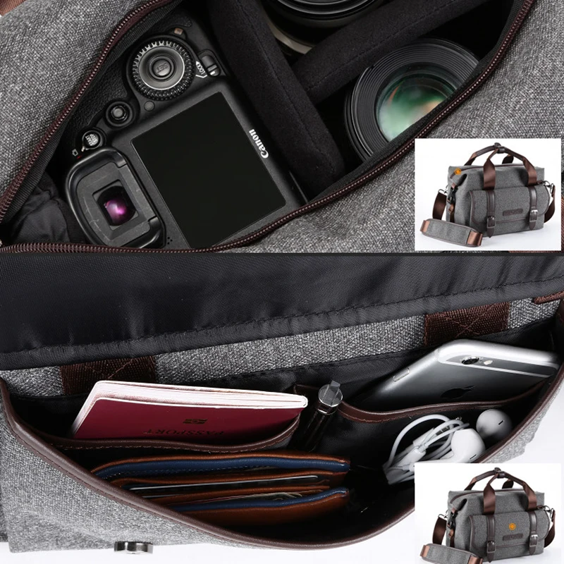 Водонепроницаемая сумка мессенджер Roadfisher для камеры Sony Canon Nikon серого цвета|Сумки