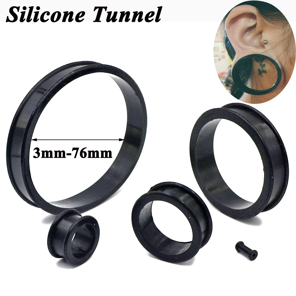 

Pair Supersize Flexible Silicone Double Flared Ear Tunnel Plug Ear Piercing Flesh Tunnel Ear Gauge Expander Stretchers Piercing