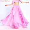 Women Belly Dance Skirt Solid Color Oriental Dance Suit High cut India Bollywood Unilateral Split Belly Dance Long Skirt ► Photo 3/6