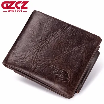 

Male Wallet Genuine Leather small Wallets Card Holder rfid Wallet Cowskin Zipper Poucht Mini coin Purse For Men portomonee 2019
