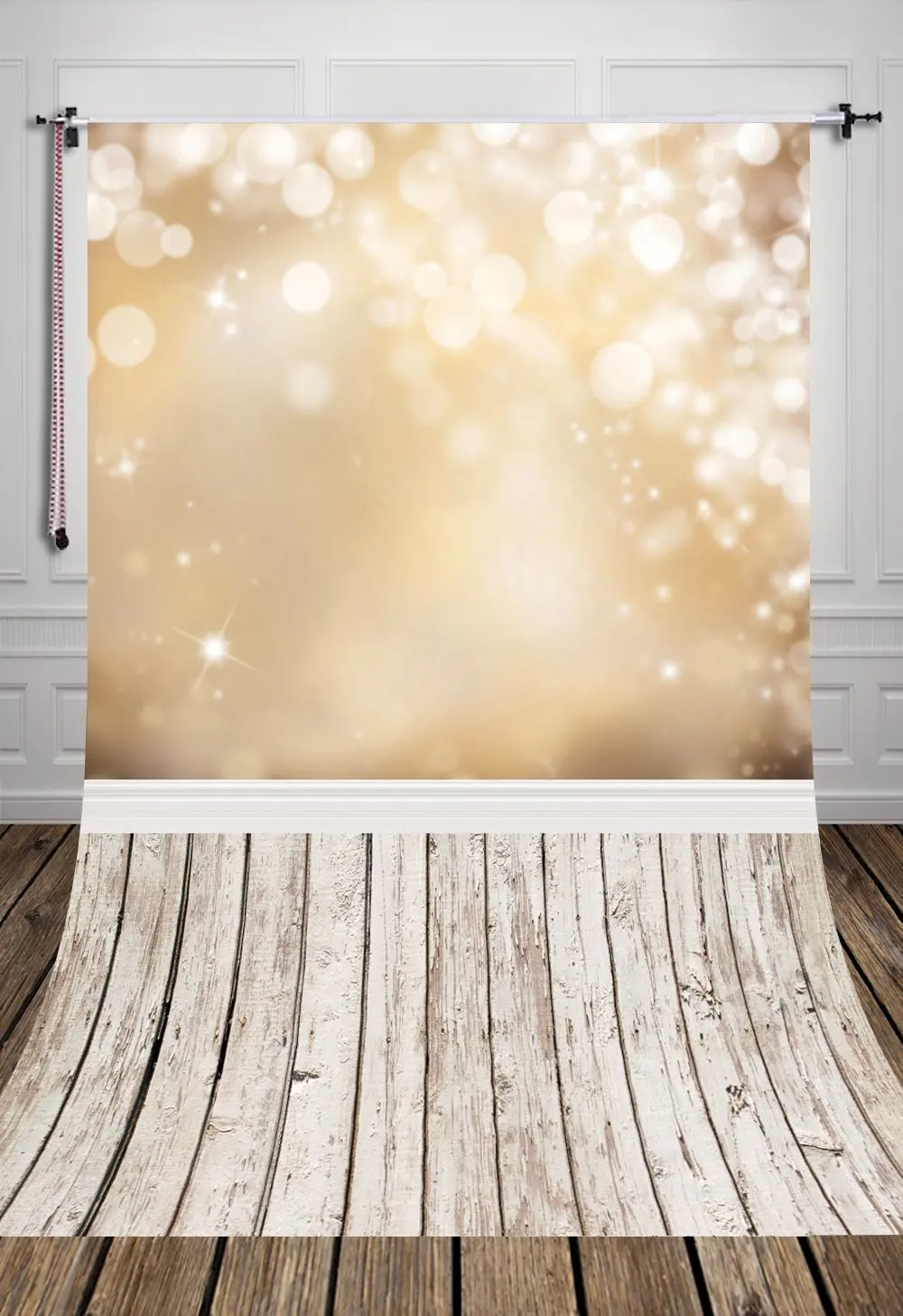 

5x7ft Golden Bokeh and Wood floor Photography art Backdrop