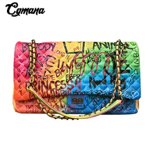CGmana, женская сумка, новинка, цветная, с принтом граффити, на плечо, большие сумки, модные, большие, дорожные сумки, женские брендовые роскошные сумки на цепочке