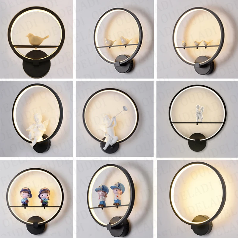  Modern Black White LED Wall Lamps Bird Angel Lovers Kids Aluminum Decorative Interior Living Room D - 32965203296