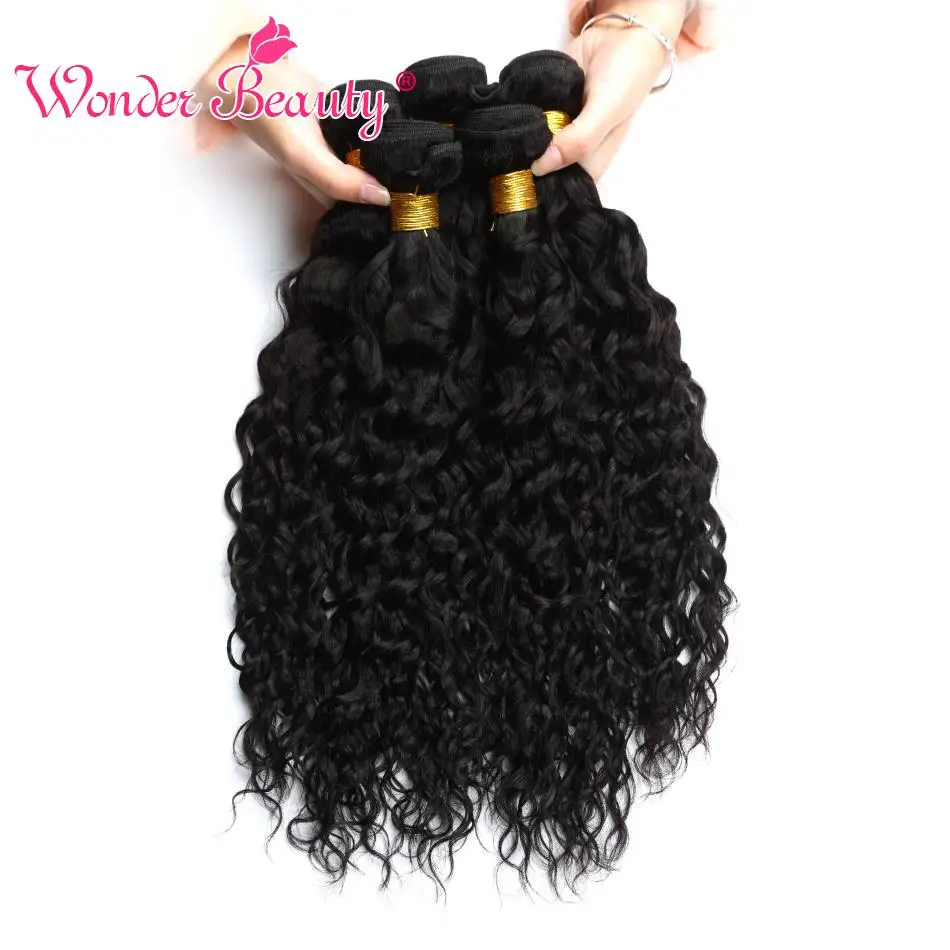 

Wonder Beauty Brazilian Hair Weave Bundles Water Wave 100% Human Hair Extension Non Remy Hair 4 Bundles 8-30inch No Shedding