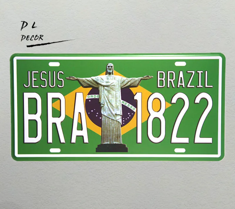 DL BRAZIL License plate BRA1822 vintage crafts Metal Sign cafe garage