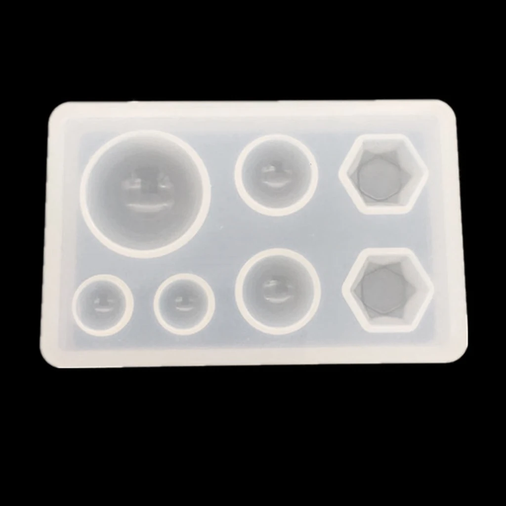 Silicone Hexagon Round Domed Cabochon Molds Jewelry Making DIY Pendant Charms Epoxy Resin Casting Mould