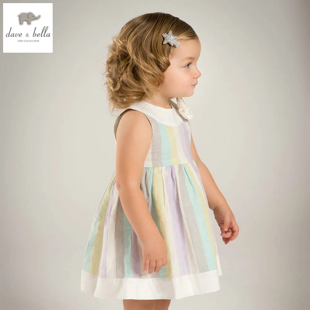 

DB4933 dave bella summer baby girls fairy dress infant dress girls lolita dress toddle kids princess chromatic striped dress