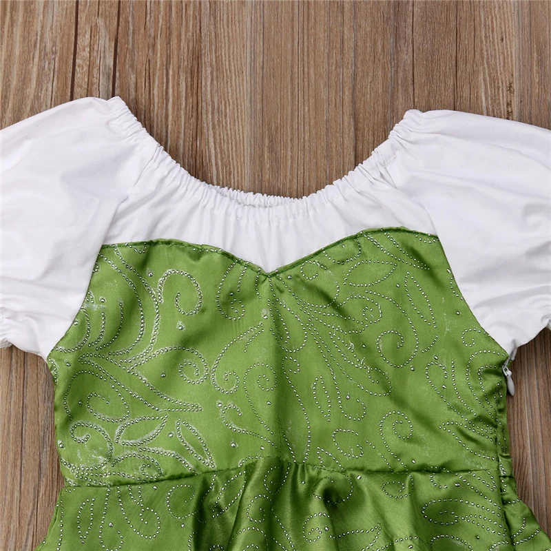 Emmaaby/Одежда для маленьких девочек; платье для дня рождения; милое поступление; ТРАПЕЦИЕВИДНОЕ ПЛАТЬЕ до колена с круглым вырезом, рюшами и короткими рукавами в стиле пэчворк; Зеленый светильник