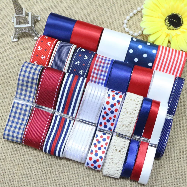 DIY ribbon set red/blue/white color mix ribbon setin Ribbons from Home