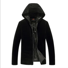 Haining, Мужская овечья шерсть, трава, кожа, Мужской капюшон, одно свободное толстое пальто