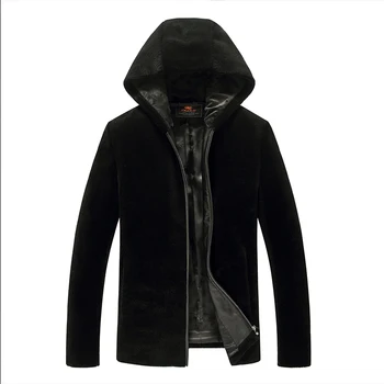 

2017 Haining sheep men's sheep fur grass leather men's hood one loose thick coat