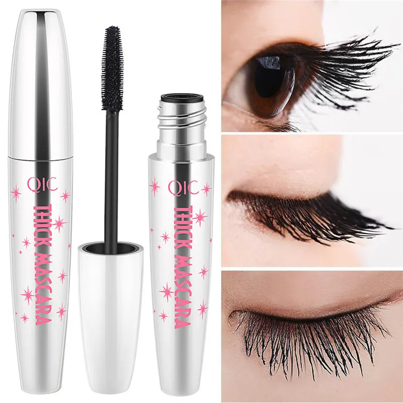 QIC 1PC Curling Eyelash Mascara Waterproof Fast Dry Lengthening Black Lash Silk Fiber Eyelash