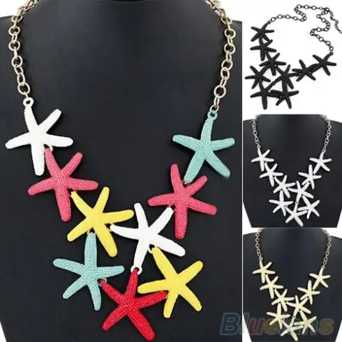 

Women's Fashion Punk Starfish Pendant Metal Chain Statement Necklace 1P74
