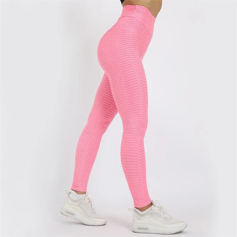 Леггинсы для фитнеса, высокая эластичность, дышащие, сексуальные женские леггинсы, Femme, одежда для тренировок, тонкие, одноцветные, с высокой талией, спортивные штаны - Цвет: Розовый