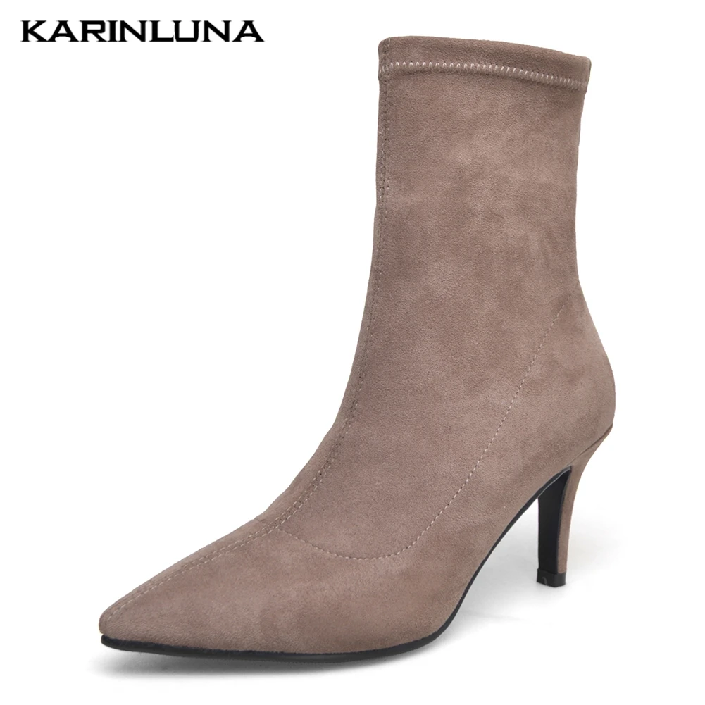 

Fashion High Quality Shoes Woman Sock Boots Female Zipper High Heels Shoe Women Concise Elegant Ankle Boots Woman Shoes