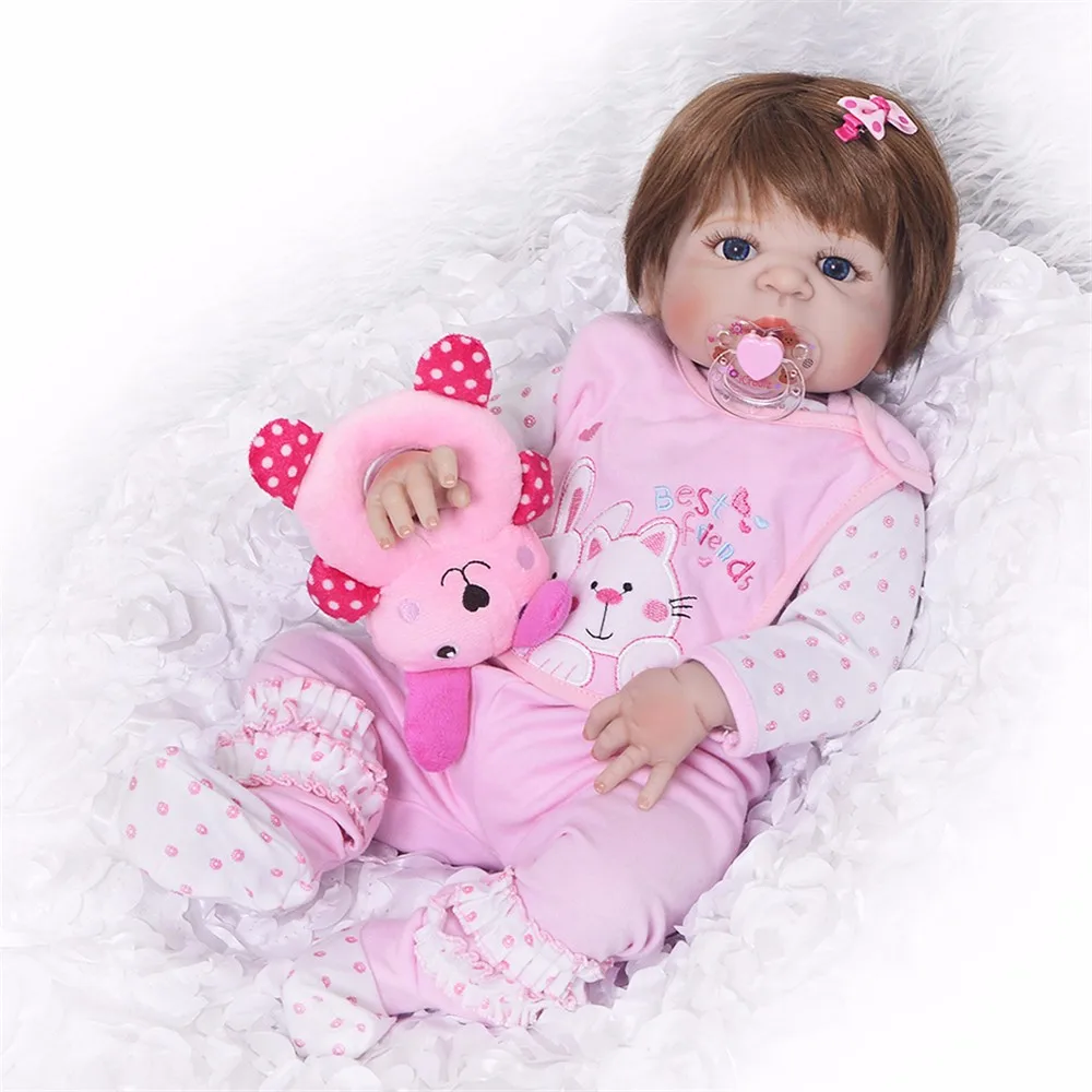

Bebes Silicone Reborn Baby New Handmade Alive 23'' Newborn Baby Dolls body Wear Infant Clothes doll Girl Gift Kids Playmates