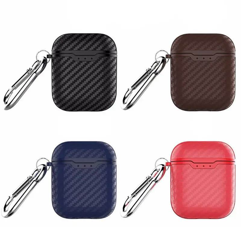 

Carbon Fiber Texture Soft Silicone Protective Cover Anti-fingerprint Washable Shockproof Case Skin for Airpods Charging Box